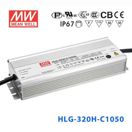 Mean Well HLG-320H-C1050A Power Supply 320.25W 1050mA - Adjustable