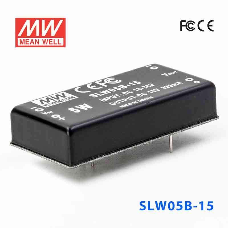 Mean Well SLW05B-15 DC-DC Converter - 5W - 18~36V in 15V out 333mA
