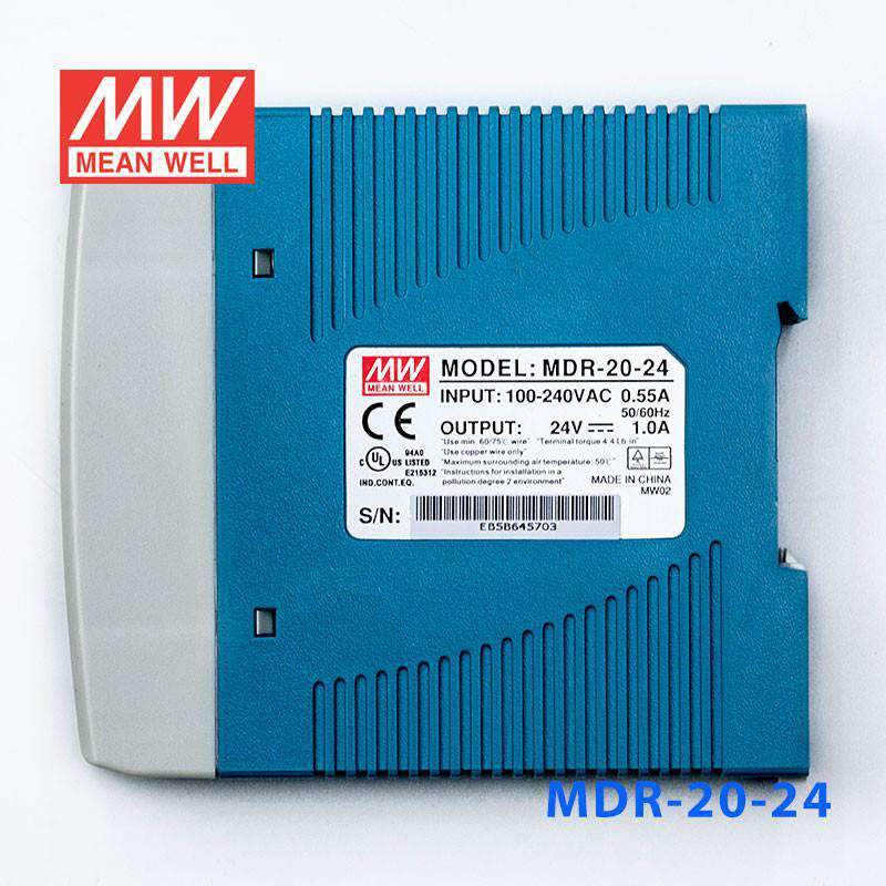 Mean Well MDR-20-24 Single Output Industrial Power Supply 20W 24V 1A - DIN Rail - PHOTO 1