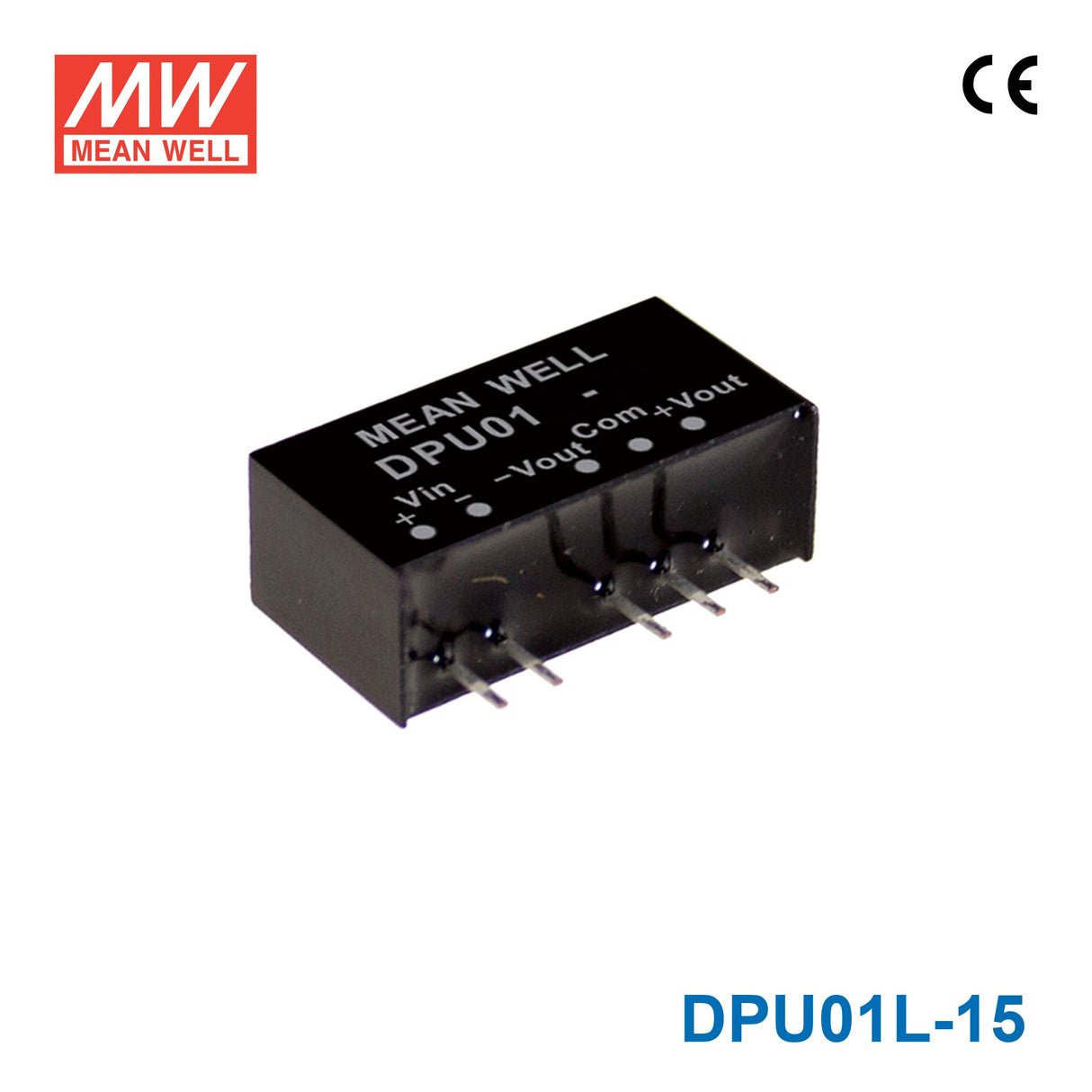 Mean Well DPU01L-15 DC-DC Converter - 1W - 4.4~5.5V in ±15V out 33mA