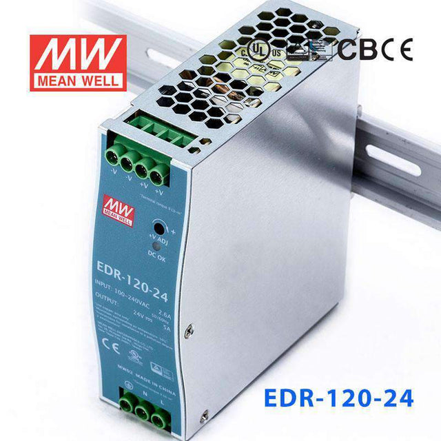 Mean Well EDR-120-24 Single Output Industrial Power Supply 120W 24V - DIN Rail
