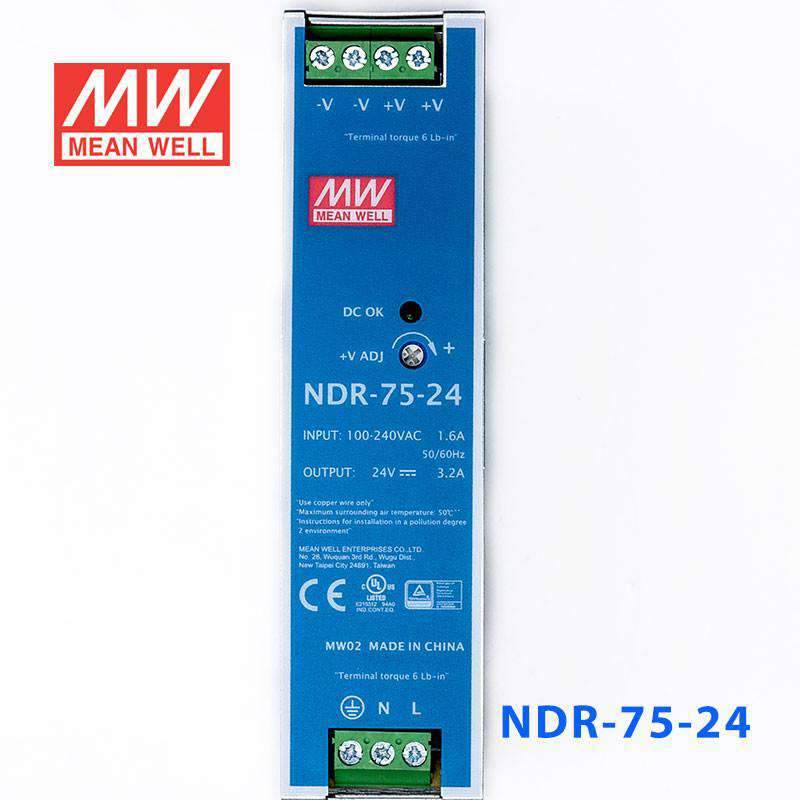 Mean Well NDR-75-24 Single Output Industrial Power Supply 75W 24V - DIN Rail - PHOTO 2