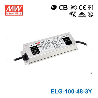Mean Well ELG-100-48-3Y Power Supply 96W 48V 2A — 3-Wire Input (with Earth)