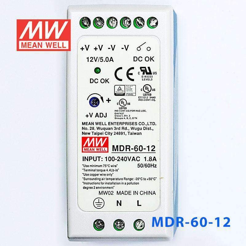 Mean Well MDR-60-12 Single Output Industrial Power Supply 60W 12V - DIN Rail - PHOTO 2