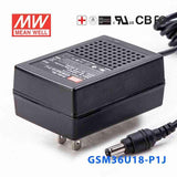 Mean Well GSM36U18-P1J Power Supply 36W 18V 2A