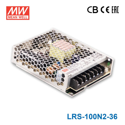 Mean Well LRS-100N2-36 Single Output High Peak Power Supply 102W 36V, 2 Times Peak Power 2.8A