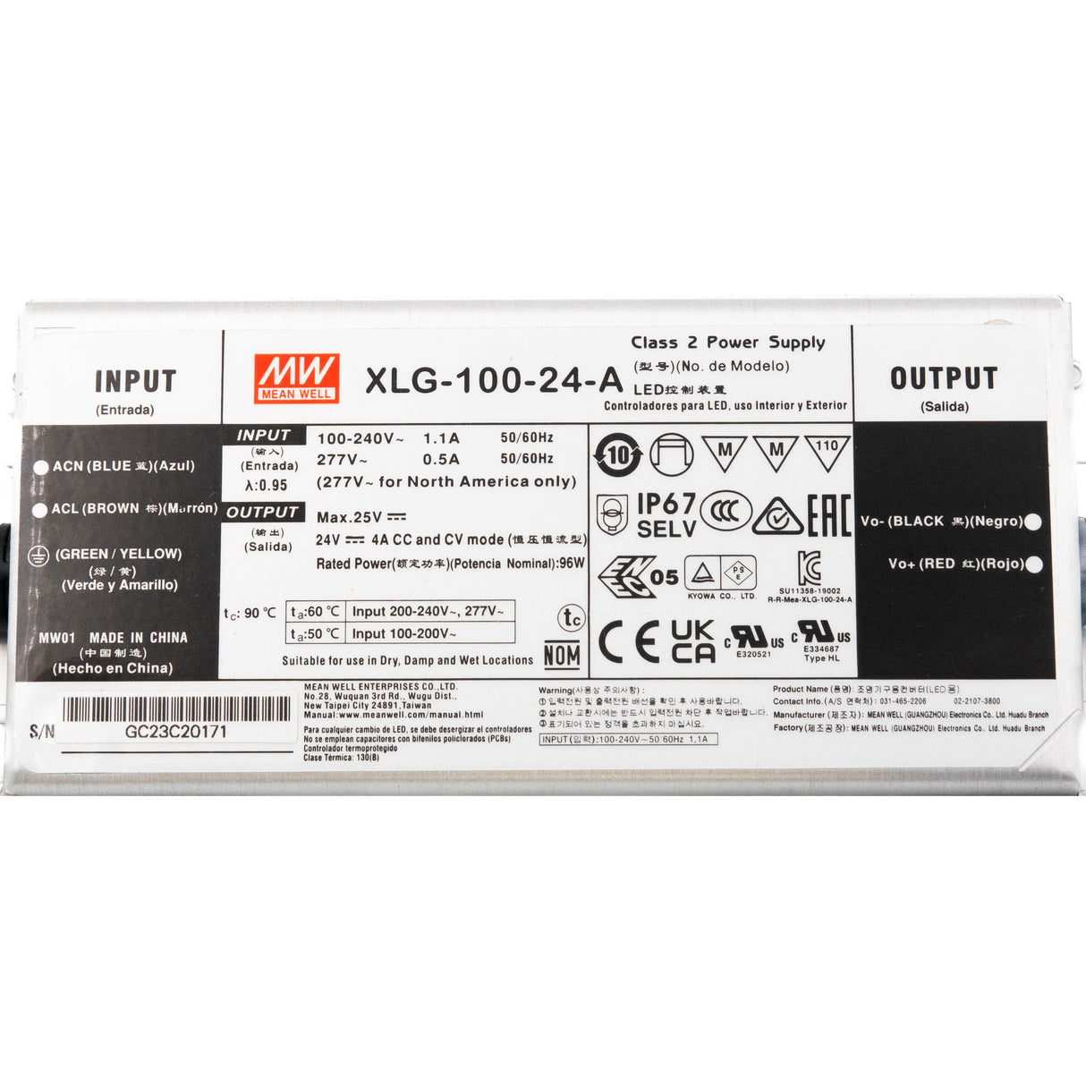 Mean Well XLG-100-24-A Power Supply 100W 24V - Adjustable 4A - PHOTO 1