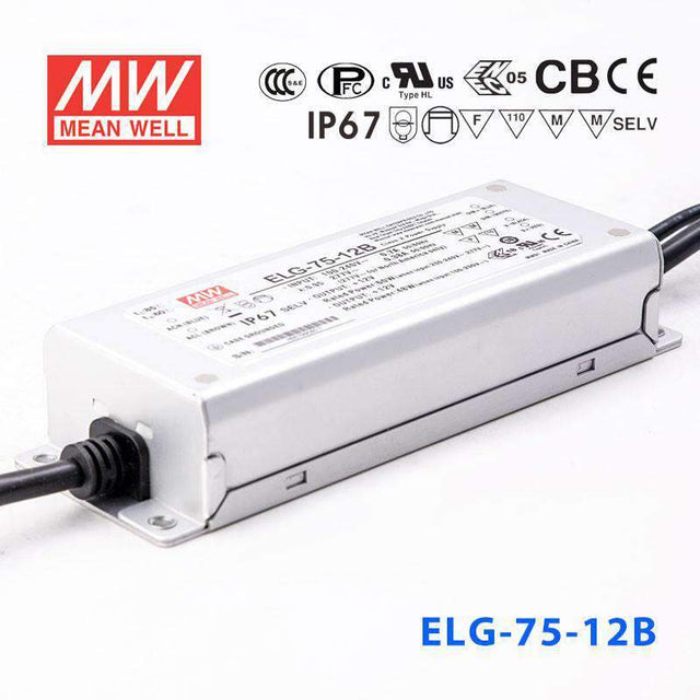 Mean Well ELG-75-12B Power Supply 60W 12V - Dimmable 5A