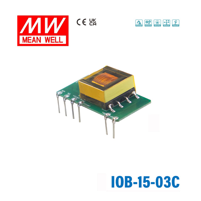 Mean Well IOB-15-03C AC-DC On Board Type Power Module 9.9W 3.3V, Vertical 3A