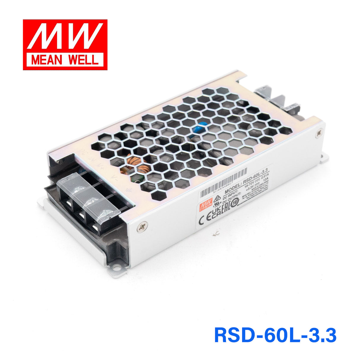 Mean Well RSD-60L-3.3 DC-DC Converter - 39.6W - 18~72V in 3.3V out 12A