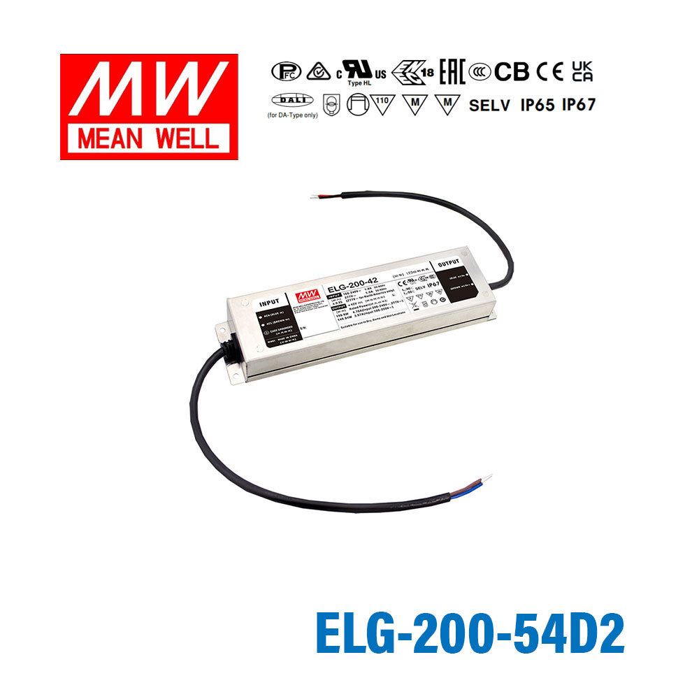 Mean Well ELG-200-54D2 AC-DC Single output LED Driver Mix Mode (CV+CC) with PFC