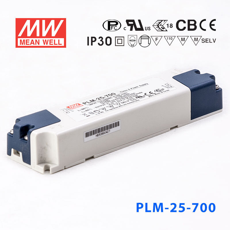 Mean Well PLM-25-700, 700mA Constant Current with PFC - Terminal Block