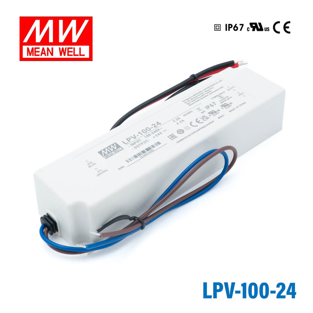 Mean Well LPV-100-24 LED Driver — 100.8W 24V 4.2A IP67 Waterproof