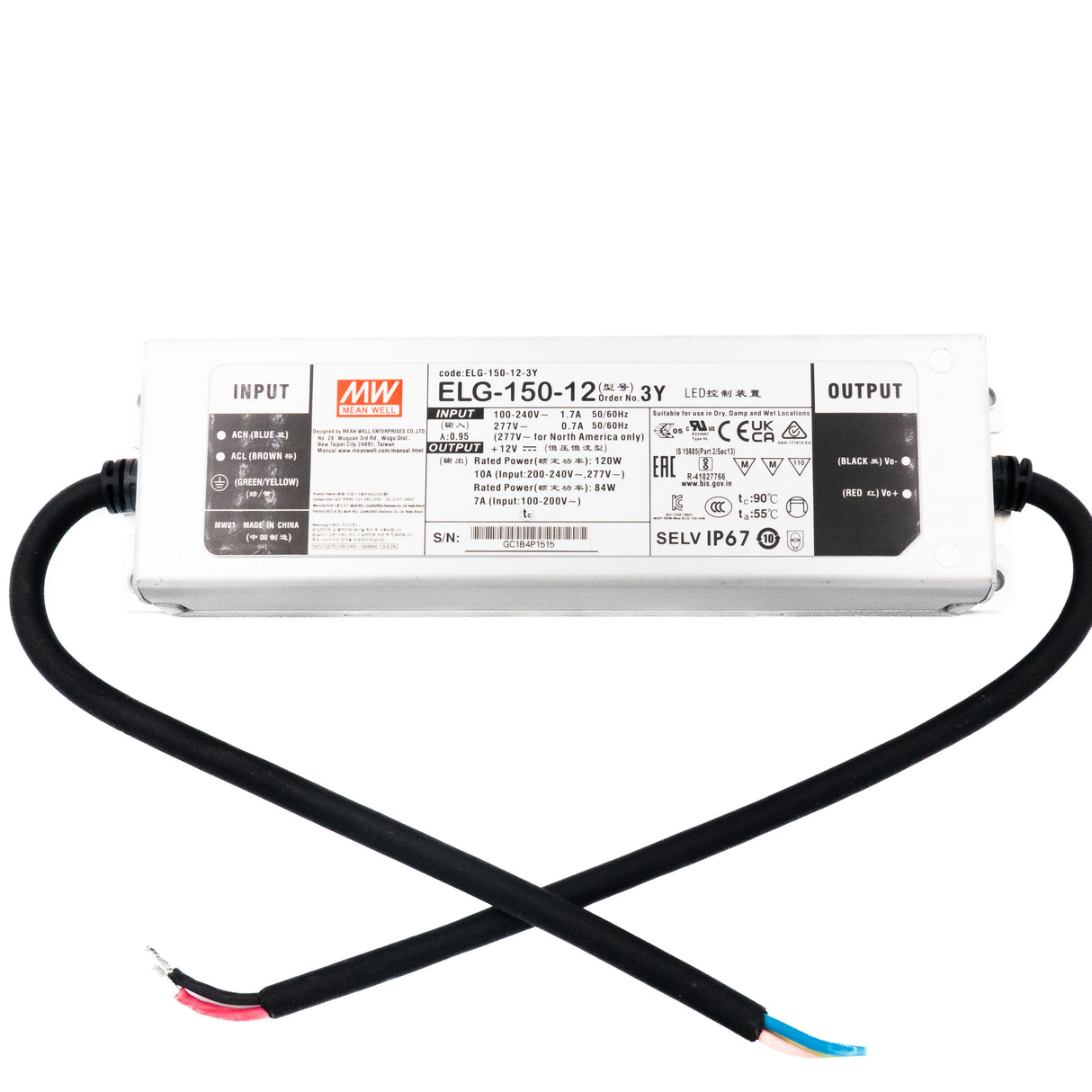 Mean Well ELG-150-12-3Y AC-DC Single output LED Driver Mix Mode (CV+CC) with PFC 10A - PHOTO 1