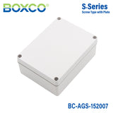 Boxco S-Series 5.91 x 7.87 x 2.95 Inches(150x200x75mm) Plastic Enclosure, IP67, IK08, ABS, Grey Cover, Screw Type