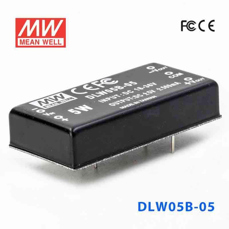 Mean Well DLW05B-05 DC-DC Converter - 5W - 18~36V in ±5V out 500mA