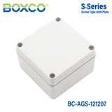 Boxco S-Series 4.92 x 4.92 x 2.95 Inches(125x125x75mm) Plastic Enclosure, IP67, IK08, ABS, Grey Cover, Screw Type