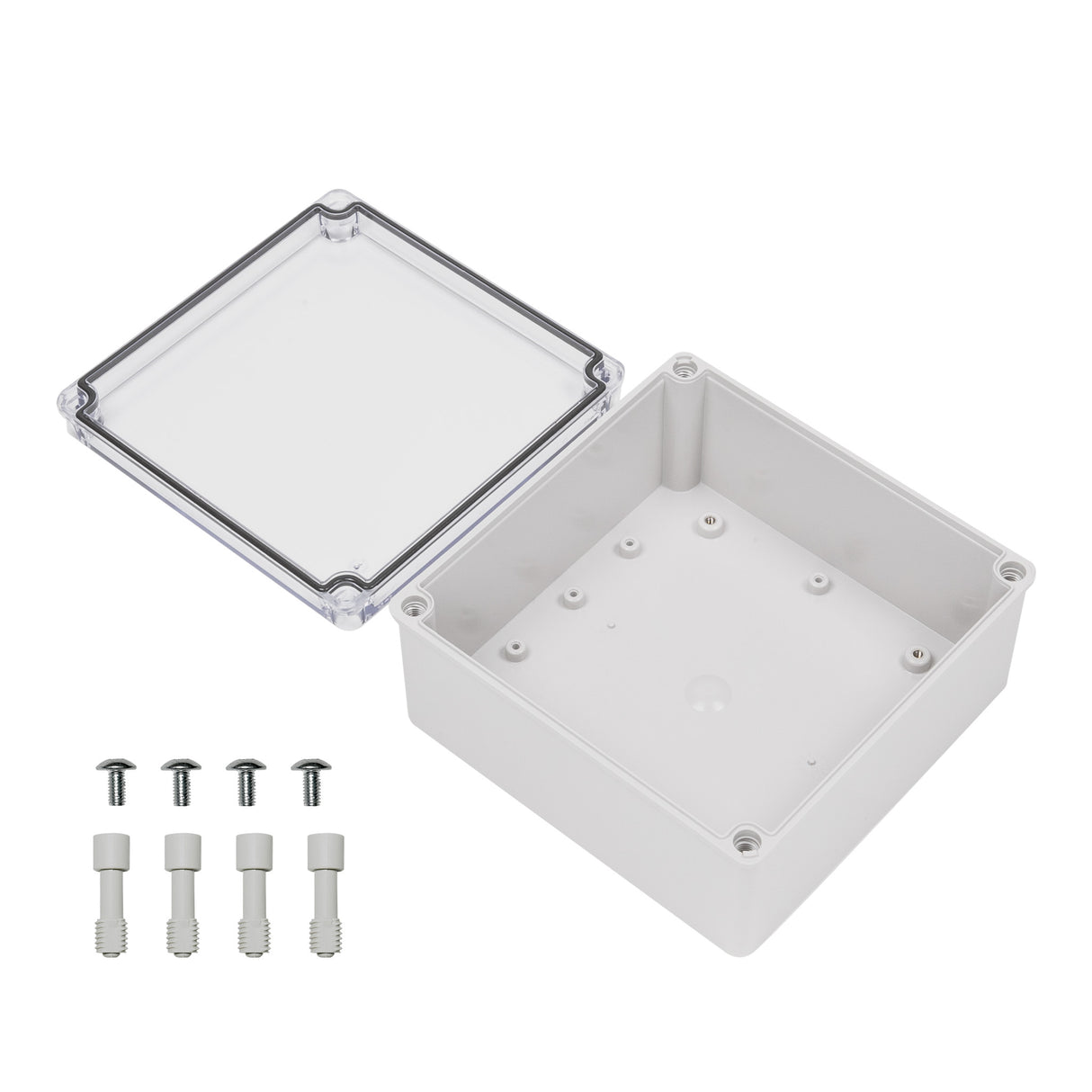 Boxco S-Series 7.87 x 7.87 x 3.94 Inches(200x200x100mm) Plastic Enclosure, IP67, IK08, ABS, Transparent Cover, Screw Type - PHOTO 2