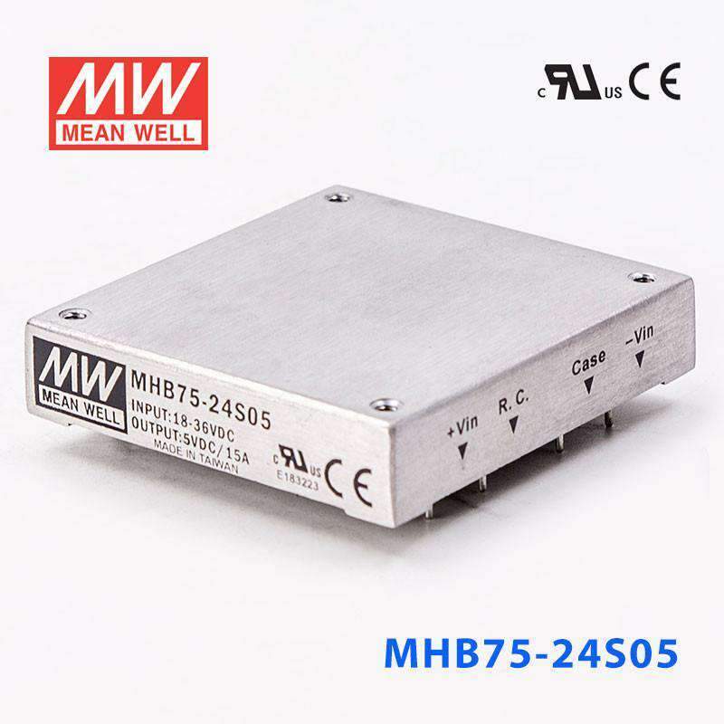Mean Well MHB75-24S05 DC-DC Converter - 75W - 18~36V in 5V out 15A