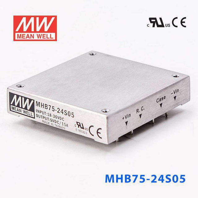 Mean Well MHB75-24S05 DC-DC Converter - 75W - 18~36V in 5V out 15A