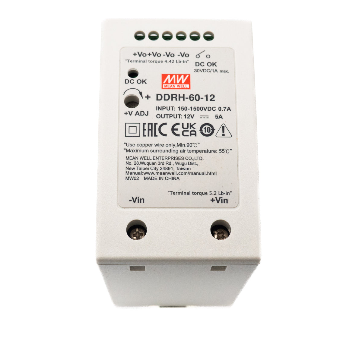 Mean Well DDRH-60-12 Ultra Wide Input DC-DC Converter, 60W 12V 5A - PHOTO 1