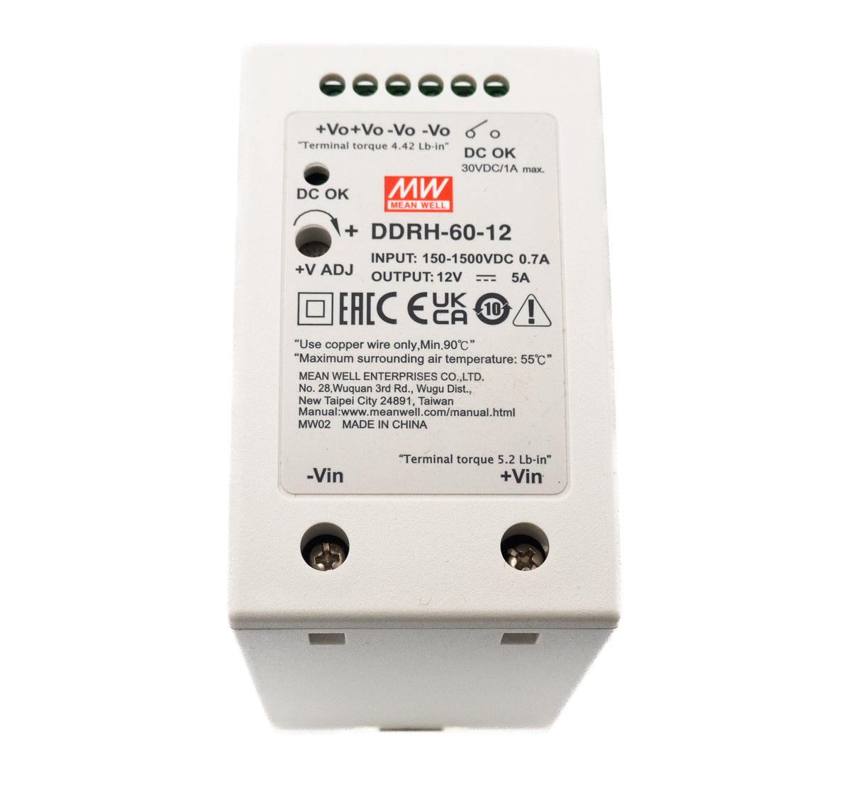 Mean Well DDRH-60-12 Ultra Wide Input DC-DC Converter, 60W 12V 5A - PHOTO 1