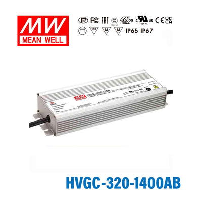 Mean Well HVGC-320-1400AB Power Supply 320W 1400mA - Adjustable and Dimmable