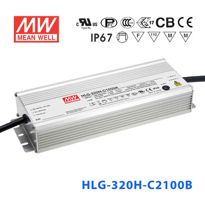 Mean Well HLG-320H-C2100AB Power Supply 319.2W 2100mA - Adjustable and Dimmable