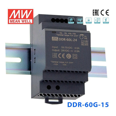 Mean Well DDR-60G-15 DC-DC Converter - 60W - 9~36V in 15V out 4A