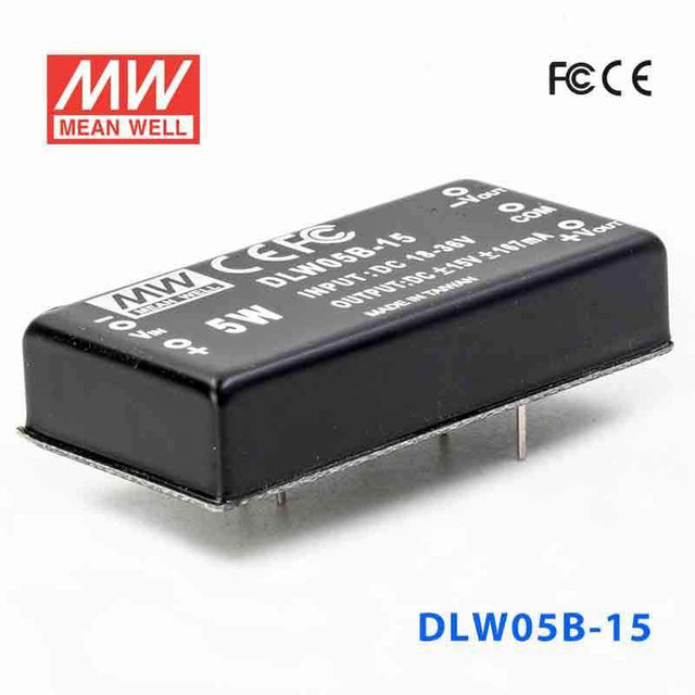 Mean Well DLW05B-15 DC-DC Converter - 5W - 18~36V in ±15V out 167mA