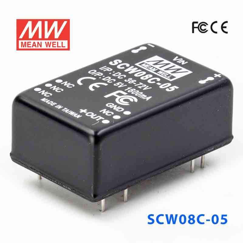 Mean Well SCW08C-05 DC-DC Converter - 8W 36~72V DC in 5V out