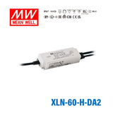 Mean Well XLN-60-H-DA2 LED Driver 60W 1400mA 9~54V Constant Power IP67, DALI2 + Push Dimming, NFC Current Setting