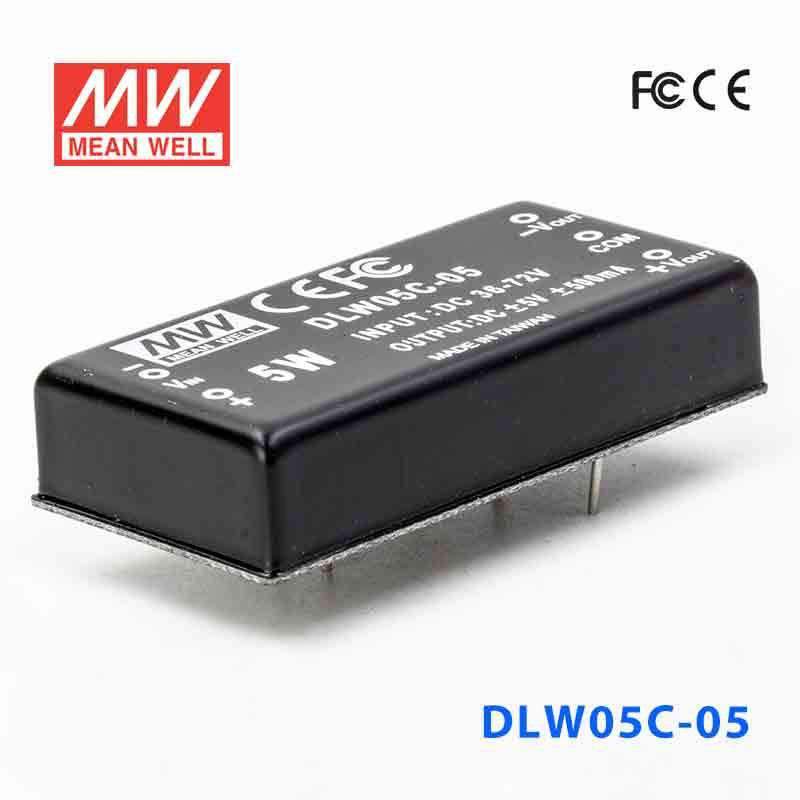 Mean Well DLW05C-05 DC-DC Converter - 5W - 36~72V in ±5V out