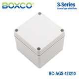 Boxco S-Series 4.92 x 4.92 x 3.94 Inches(125x125x100mm) Plastic Enclosure, IP67, IK08, ABS, Grey Cover, Screw Type