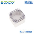 Boxco S-Series 3.15 x 3.15 x 2.36 Inches(80x80x60mm) Plastic Enclosure, IP67, IK08, ABS, Transparent Cover, Screw Type