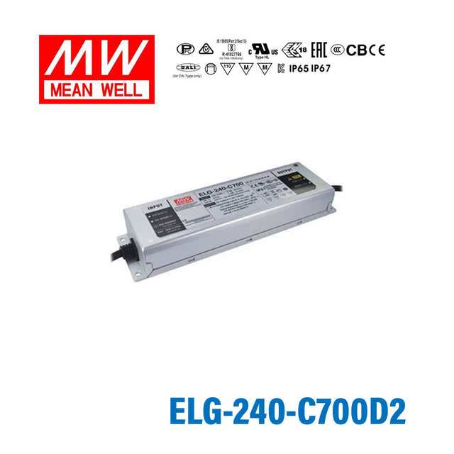 Mean Well ELG-240-C700D2 AC-DC Single output LED Driver (CC) with PFC
