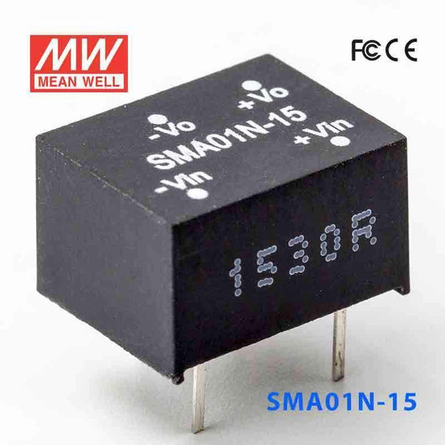 Mean Well SMA01N-15 DC-DC Converter - 1W - 21.6~26.4V in 15V out 67mA