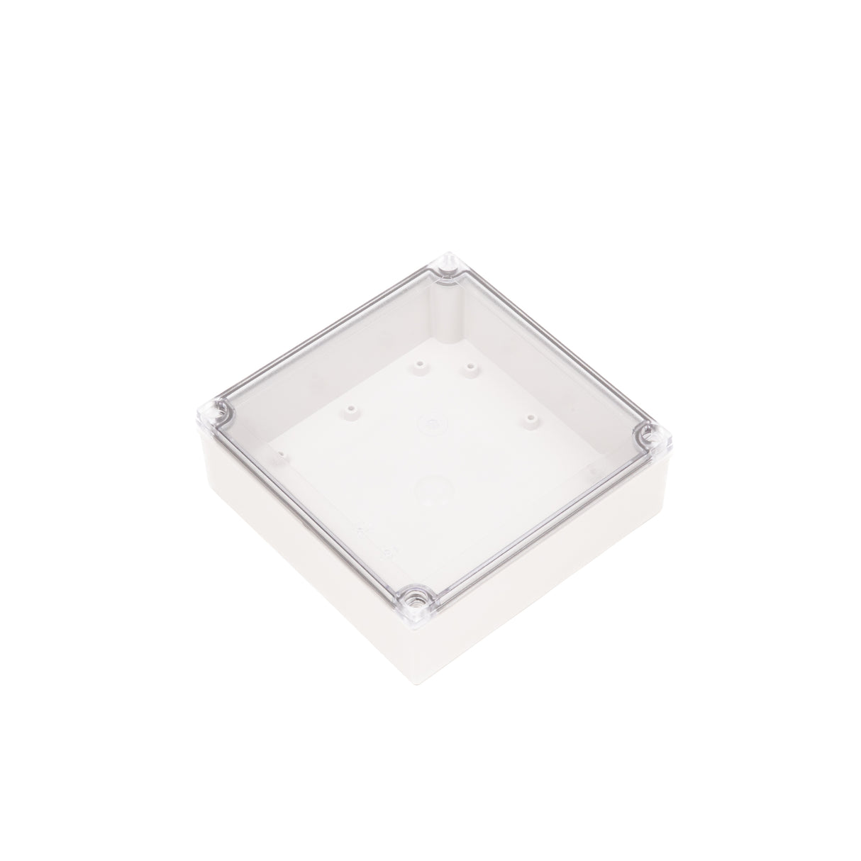 Boxco M-Series 7.09 x 7.09 x 2.36 Inches(180 x 180 x 60mm) Plastic Enclosure, IP67, IK08, ABS, Transparent Cover, Screw Type - PHOTO 1