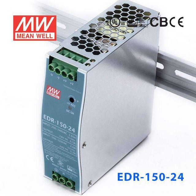 Mean Well EDR-150-24 Single Output Industrial Power Supply 150W 24V - DIN Rail