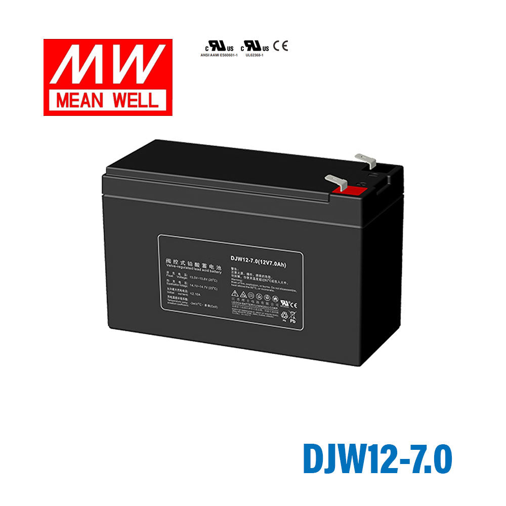 Mean Well DJW12-12 12-Volt, 7Ah, Sealed Lead Acid, Rechargeable Battery