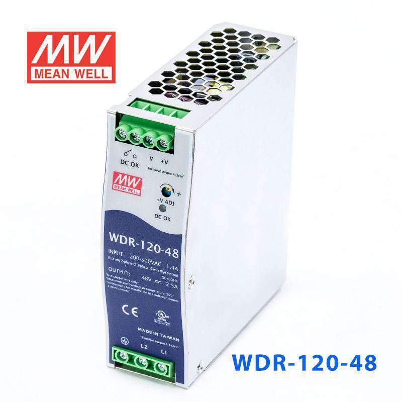 Mean Well WDR-120-48 Single Output Industrial Power Supply 120W 48V 2.5A - DIN Rail - PHOTO 1