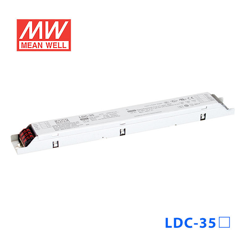 Mean Well LDC-35B Linear LED Driver 35W 300~1000mA Adjustable Output - Dimmable