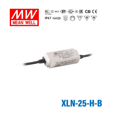 Mean Well XLN-25-H-B LED Driver 25W 700mA 9~54V Constant Power IP67, 3 in 1 Dimming, NFC Current Setting