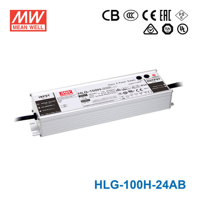 Mean Well HLG-100H-24AB Power Supply 100W 24V - Adjustable and Dimmable 4A