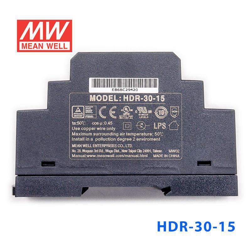Mean Well HDR-30-15 Ultra Slim Step Shape Power Supply 30W 15V 2A - DIN Rail - PHOTO 2