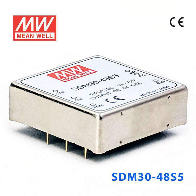 Mean Well SDM30-48S5 DC-DC Converter - 25W - 36~72V in 5V out 5A