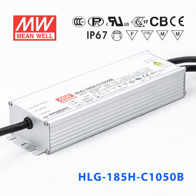 Mean Well HLG-185H-C1050AB Power Supply 199.5W 1050mA - Adjustable and Dimmable