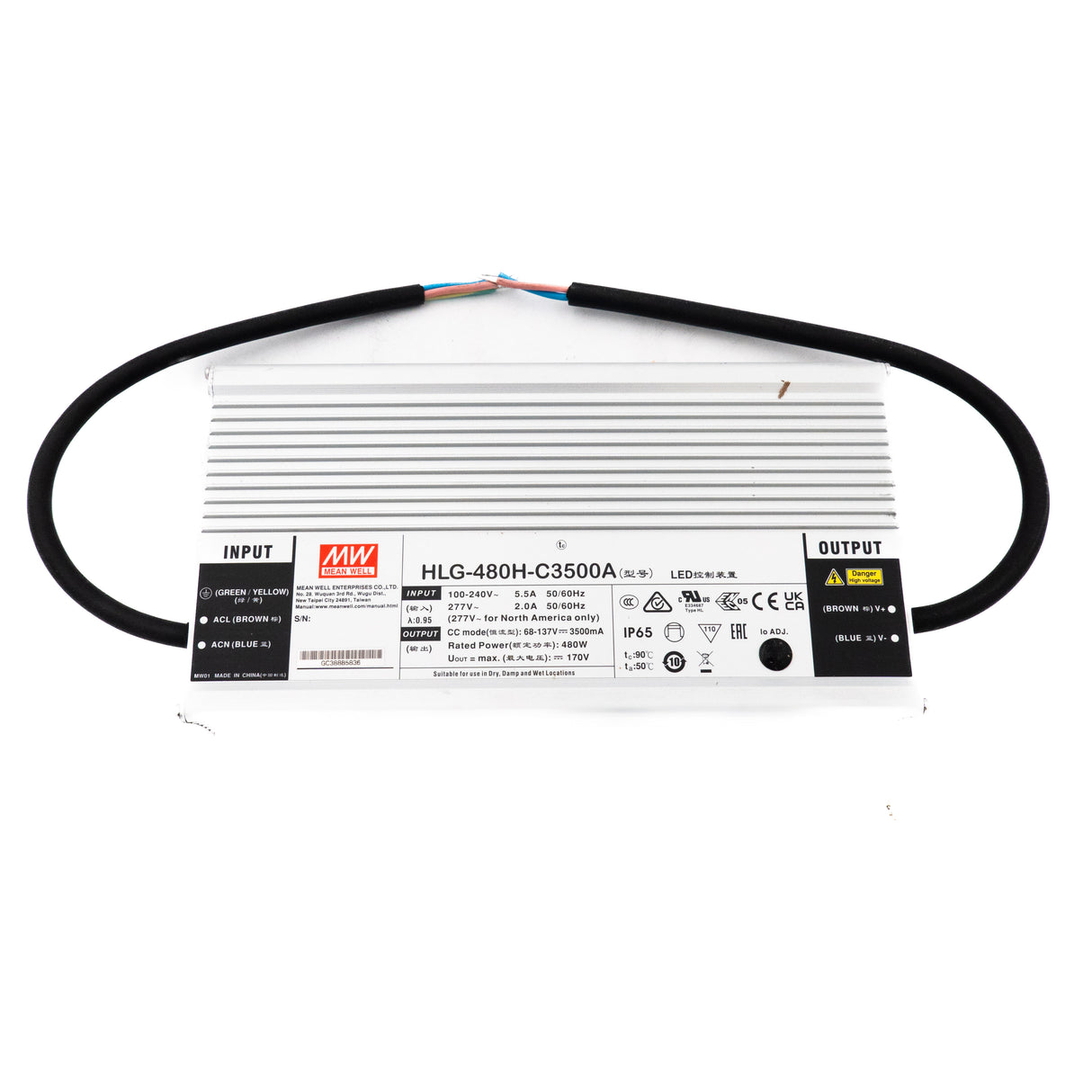 Mean Well HLG-480H-C3500AB Power Supply 480W 3500mA - Adjustable and Dimmable - PHOTO 1