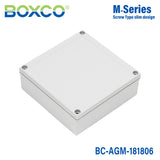 Boxco M-Series 7.09 x 7.09 x 2.36 Inches(180 x 180 x 60mm) Plastic Enclosure, IP67, IK08, ABS, Grey Cover, Screw Type
