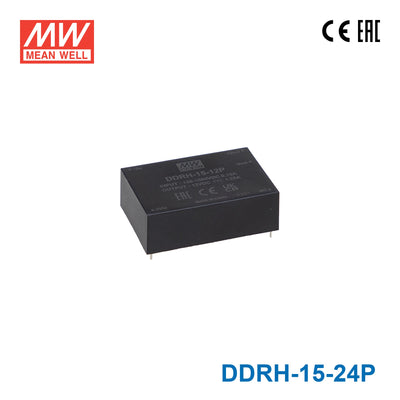 Mean Well DDRH-15-24P Ultra Wide Input DC-DC Converter, 15W 24V, PCB Mounting Type 625mA